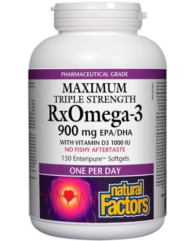 RX Omega-3 with Vitamin D3, 150 капсули, Natural Factors - 1
