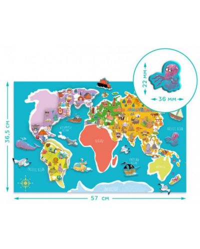 Магнитна игра Dodo - Карта на света, 118 части - 2