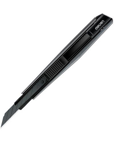 Макетен нож Deli - E2037S, 9 mm, с 30° черно острие - 1