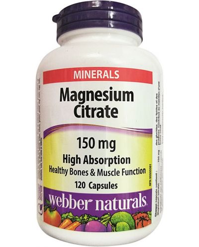 Magnesium Citrate, 150 mg, 120  капсули, Webber Naturals - 1