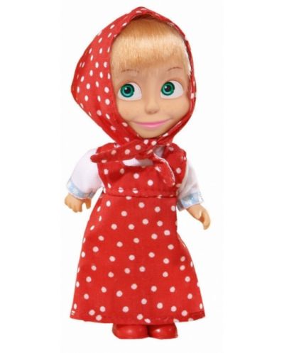 Кукла Simba Toys - Маша с червена рокля на точки и забрадка - 1