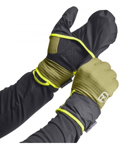 Мъжки ръкавици Ortovox - Fleece Grid Cover, размер S, жълти - 3