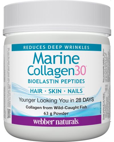 Marine Collagen30 Bioelastin Peptides, 63 g, Webber Naturals - 1