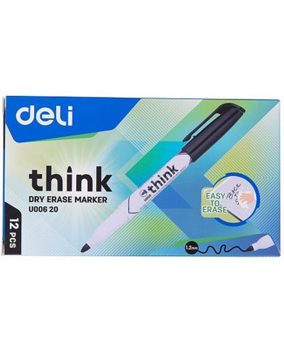 Маркер за бяла дъска Deli Think - EU00620, 1.2 mm, черен - 3