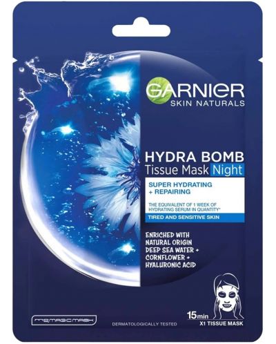 Garnier Skin Naturals Нощна лист маска за лице Hydra Bomb, 32 g - 1