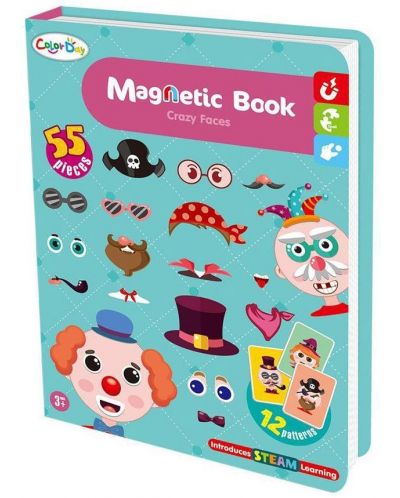 Магнитна книжка Raya Toys - Луди физиономии, 55 части - 2