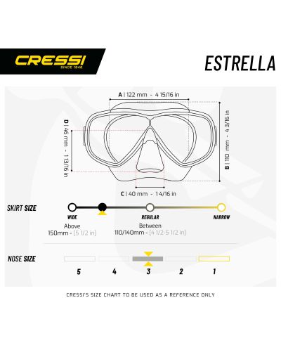 Маска за гмуркане Cressi - Estrella, аквамарин/прозрачна - 2