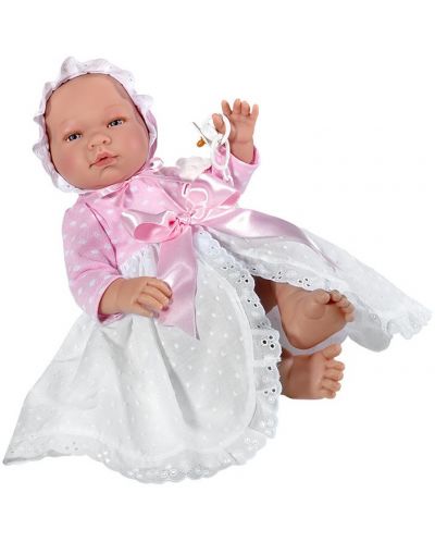 Кукла Asi - Бебе Мария, с дълга бяло-розова рокличка - 1