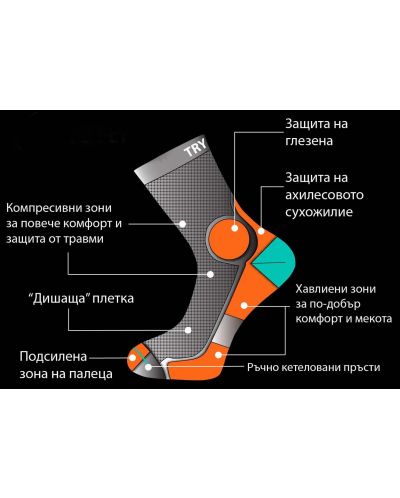 Мъжки чорапи Pirin Hill - Try to Fly, размер 45-47, сини - 2
