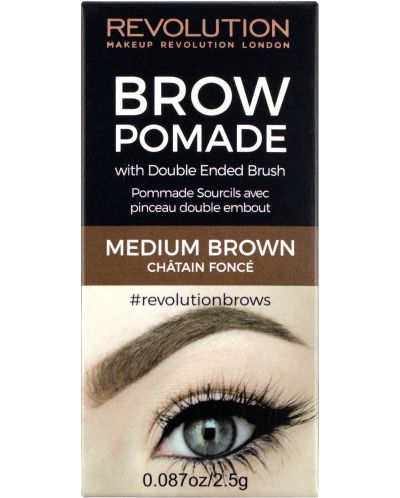 Makeup Revolution Помада за вежди, Medium Brown, 2.5 g - 2