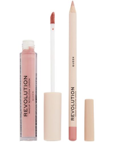 Makeup Revolution Kомплект за устни - Червило и Молив Queen, 3 ml + 1 g - 2