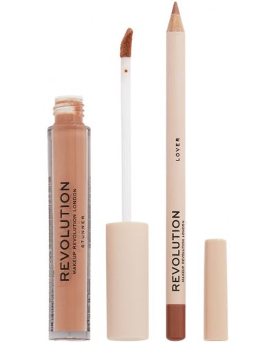 Makeup Revolution Kомплект за устни - Червило и Молив Lover, 3 ml + 1 g - 2