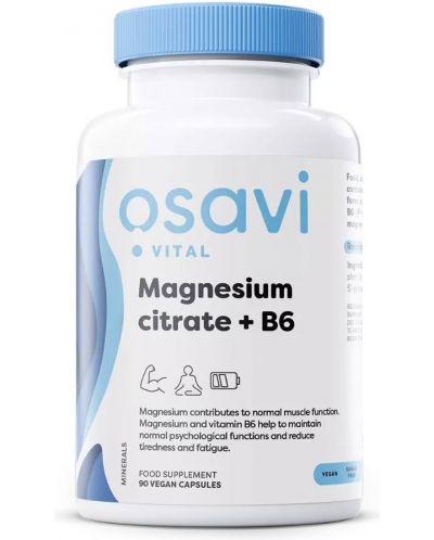 Magnesium Citrate + B6, 90 капсули, Osavi - 1