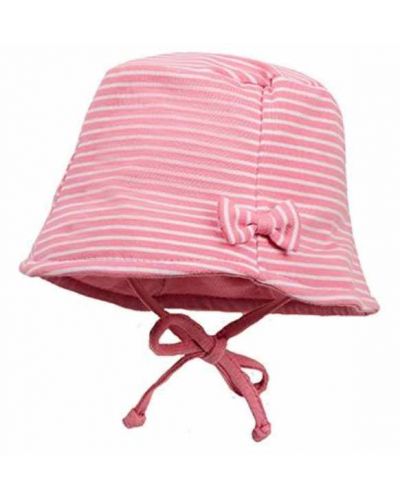 Лятна шапка Maximo - UPF40+, размер 47 cm, 12-18 m, розова на бели черти