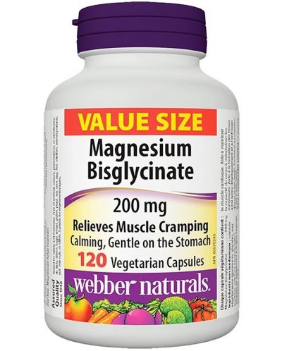 Magnesium Bisglycinate, 200 mg, 120 капсули, Webber Naturals - 1