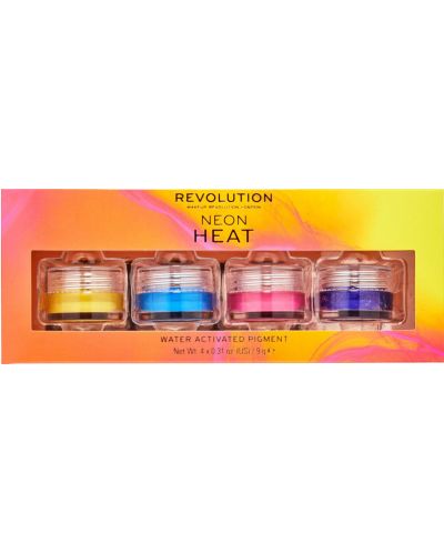 Makeup Revolution Комплект пигменти водни очни линии Neon Heat water, 4 броя - 1