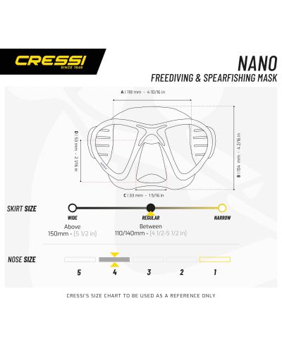 Маска за гмуркане Cressi - Nano, синя/черна - 5