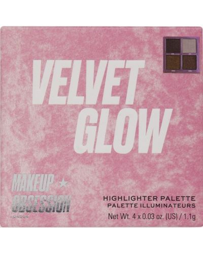 Makeup Obsession Палитра хайлайт Velvet Glow, 4 цвята - 4
