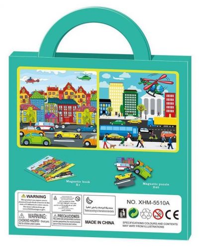 Магнитен пъзел Raya Toys - Градски трафик, 40 части - 2