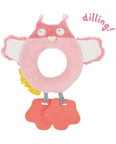 Мека играчка с чесалка за зъби Moulin Roty Mademoiselle et Ribambelle - Бухал, 21 cm