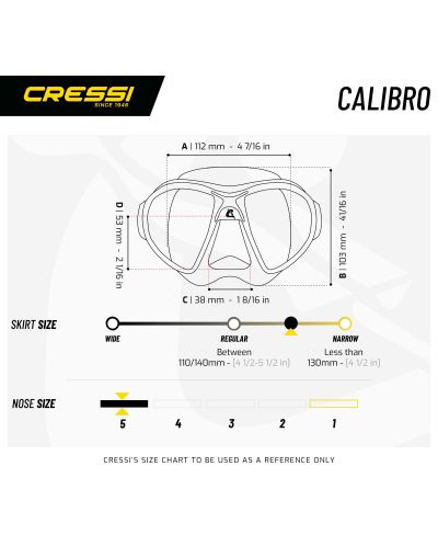 Маска за гмуркане Cressi - Calibro, черна - 6