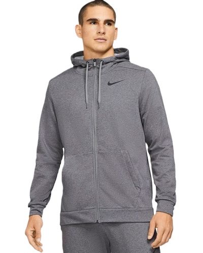 Мъжки суитшърт Nike - Dry-FIT Fleece, сив - 2