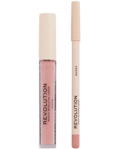 Makeup Revolution Kомплект за устни - Червило и Молив Queen, 3 ml + 1 g - 1
