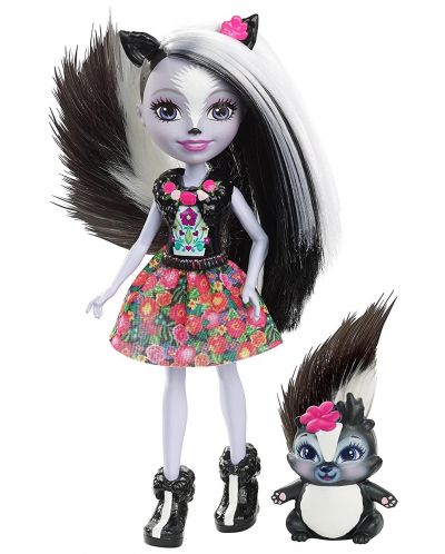 Кукличка и животинче Enchantimals от Mattel – Сейдж Скункси със скунксчето Кейпър - 1