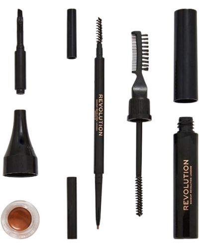 Makeup Revolution Комплект за вежди Builder Kit, Light Brown, 3 броя - 2