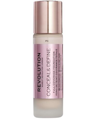 Makeup Revolution Conceal & Define Покривен фон дьо тен, F3, 23 ml - 1