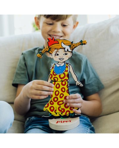 Магнитна дървена кукла с дрехи Pippi -  Пипи дългото чорапче - 3