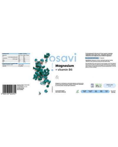 Magnesium + Vitamin B6, 180 капсули, Osavi - 2