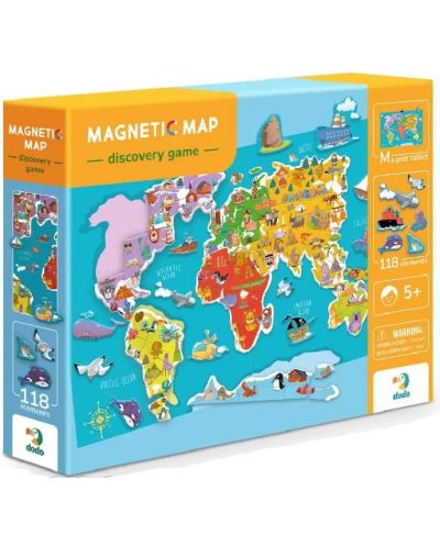 Магнитна игра Dodo - Карта на света, 118 части - 1