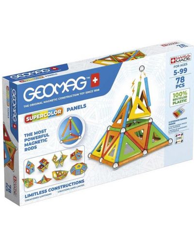 Mагнитен конструктор Geomag - Supercolor, 78 части - 1