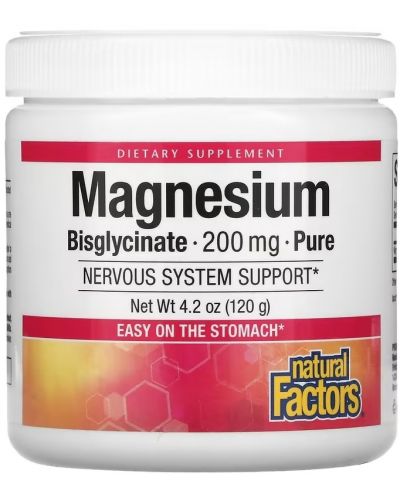 Magnesium Bisglycinate Pure, 200 mg, 120 g, Natural Factors - 1