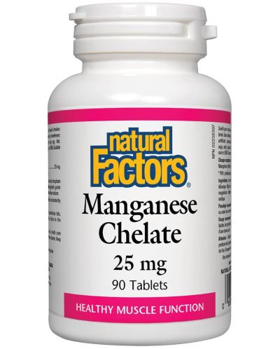 Manganese Chelate, 25 mg, 90 таблетки, Natural Factors - 1
