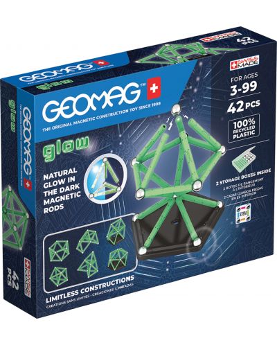 Mагнитен конструктор Geomag - Glow, 42 части - 1