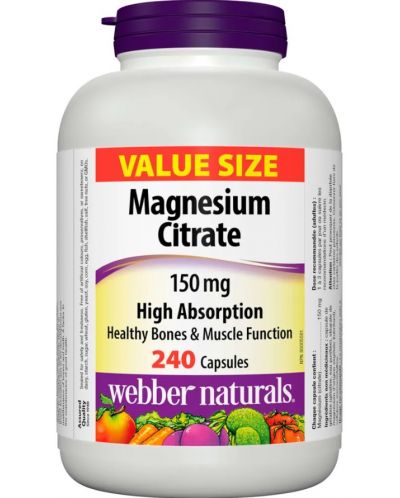 Magnesium Citrate, 150 mg, 240 капсули, Webber Naturals - 1