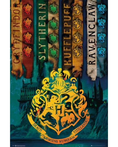 Макси плакат GB eye Movies: Harry Potter - House Flags - 1