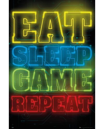 Макси плакат GB eye Humor: Gaming - Eat Sleep Game Repeat - 1