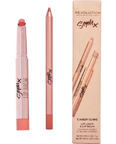 Makeup Revolution Soph X Комплект за устни Candy Icing - Балсам и молив - 2