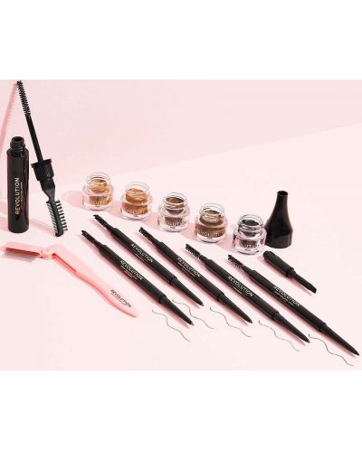 Makeup Revolution Комплект за вежди Builder Kit, Medium Brown, 3 броя - 6