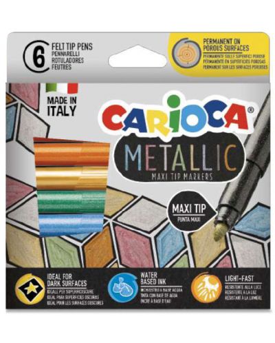 Маркери Carioca- Metallic, 6 цвята - 1