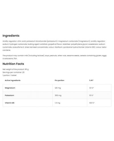 Magnesium + Potassium + B6, грейпфрут, 20 таблетки, OstroVit - 2