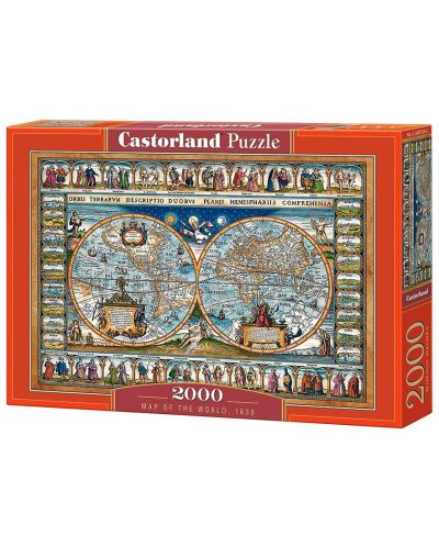 Пъзел Castorland от 2000 части - Карта на света от 1639 г. - 1