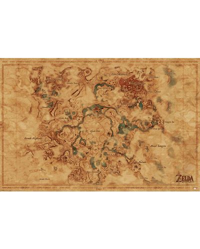 Макси плакат Pyramid - The Legend Of Zelda: Breath Of The Wild (Hyrule World Map) - 1
