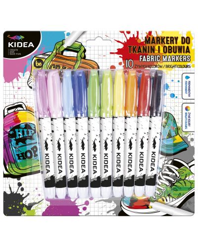 Маркери Kidea  - за текстил, 10 цвята - 1