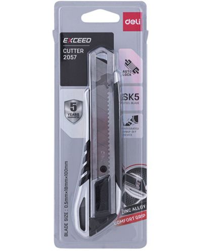 Макетен нож Deli Exceed - E2057, 18 mm, професионален, метален - 3