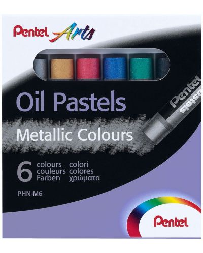 Маслени пастели Pentel Arts - Metalic, 6 цвята - 1