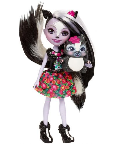 Кукличка и животинче Enchantimals от Mattel – Сейдж Скункси със скунксчето Кейпър - 3